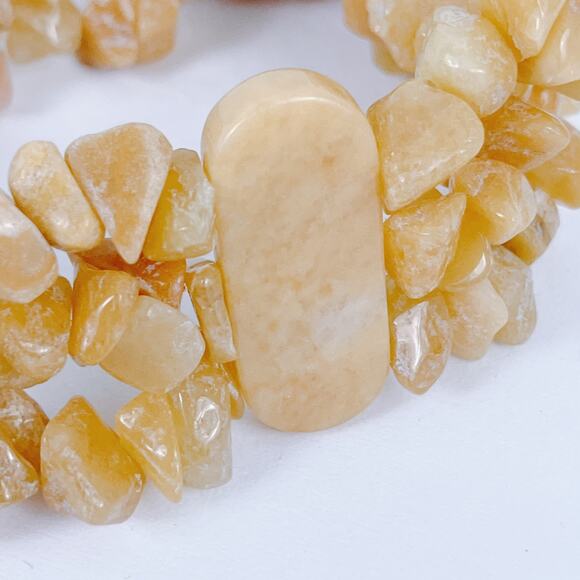 Genuine Honey Jade Gemstone Carved Rose Stretch Bracelet Boho Yellow Floral VTG - Picture 4 of 14